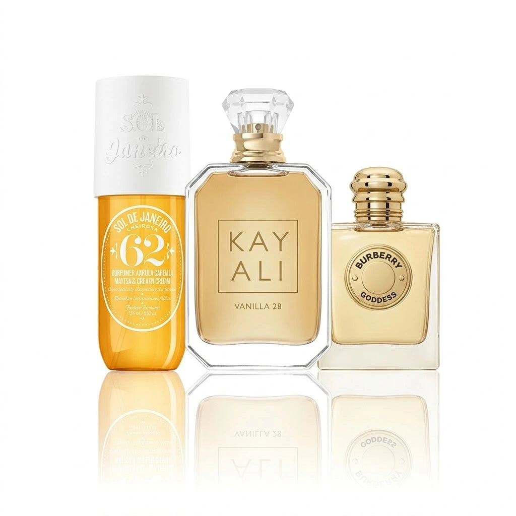 Wiralowy Trend TikTok | Burberry Goddess, Kayali Vanilla 28 e Sol de Janeiro Cheirosa '62